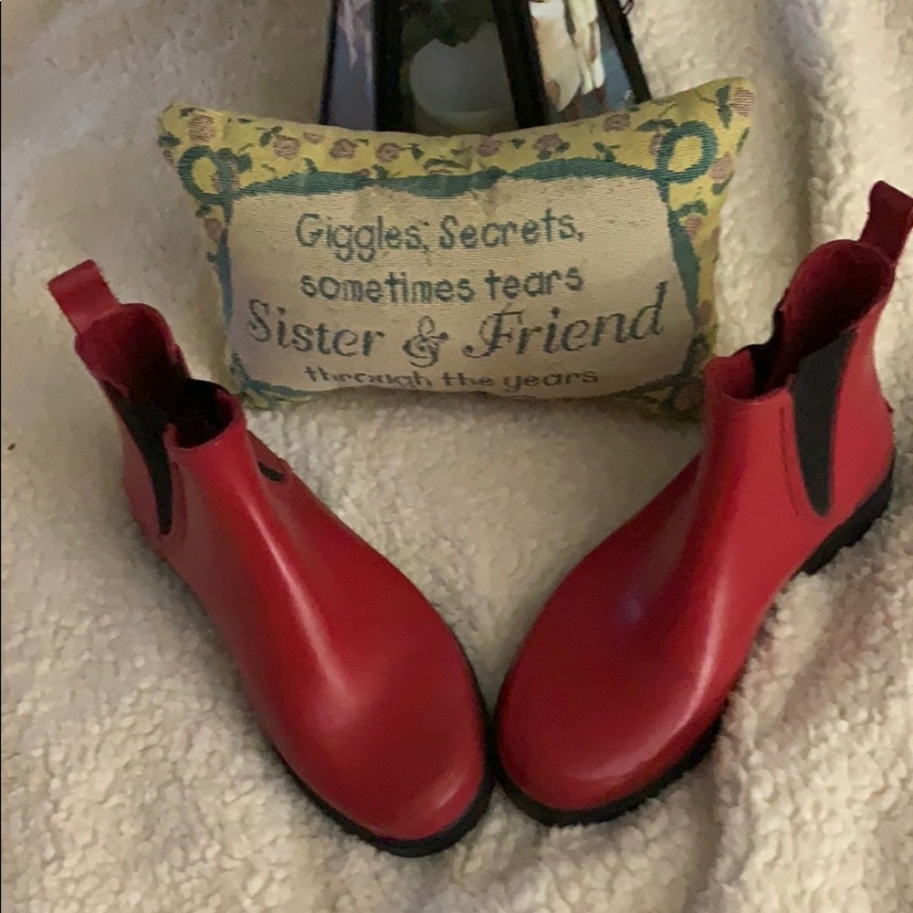 Red rain boots